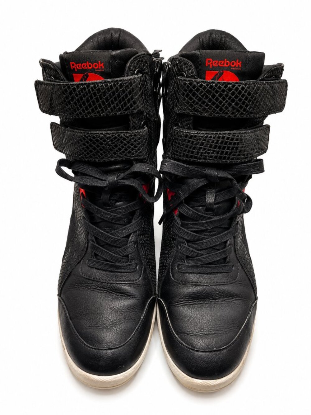 Reebok Alicia Keys Hidden Wedge High Top Sneakers Black Red Women's Size 10